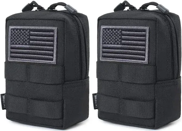 2 Pack Molle Pouches - Tactical Compact Water-Resistan<wbr/>t EDC Pouch Black