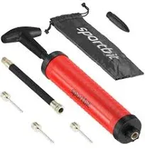 SPORTBIT Ball Pump with 3 Needles, Nozzle, Extension Hose, Pouch - Great Ball...