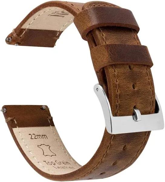 Barton Quick Release - Top Grain Leather Watch Band Strap - Choice of Width - 16mm, 18mm, 19mm, 20mm, 21mm 22mm, 23mm or 24mm