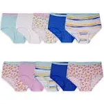 Fruit of The Loom | Girls' EverSoft Brief Underwear, Assorted 10 Pack | 4 | Light/Dark Blue 1