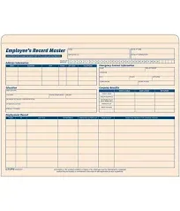 TOPS Employee Record Master File Jacket, 9 1/2 x 11 3/4, 10 Point Manila, 20/Pac