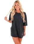 Free People Movement Hot Shot Tee Romper Black / M