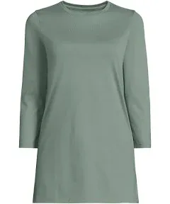 Lands' End Women's 3/4 Sleeve Supima Cotton Crewneck Tunic