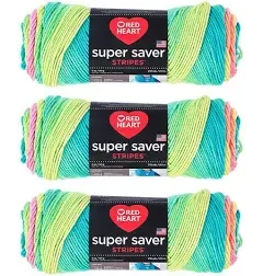 3 Pack Red Heart Super Saver Yarn-Retro Stripe E300B-4971