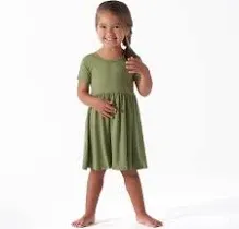 Infant &amp; Toddler Girls Moss Buttery Soft Viscose Made from Eucalyptus Twirl Dress