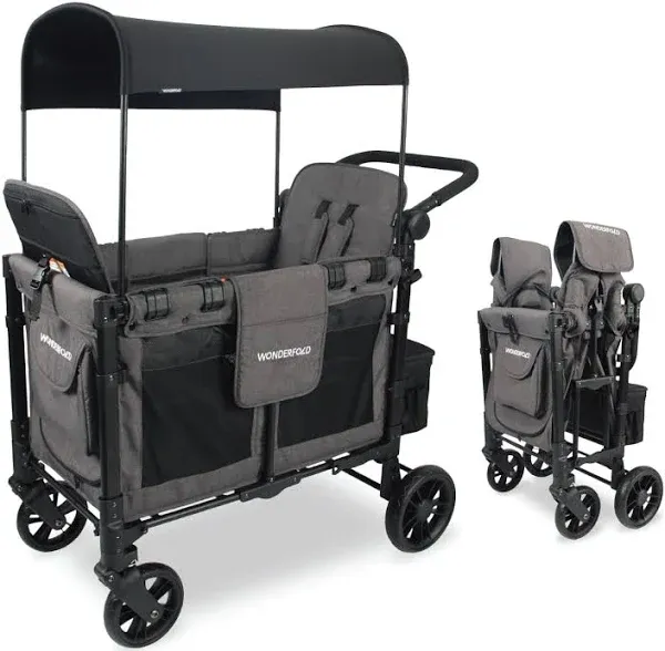 Wonderfold W2 Elite Double Stroller Wagon Charcoal Gray