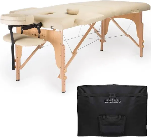 Saloniture Portable Professional Folding Massage Table with Carrying Case