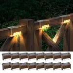 Otdair Solar Deck Lights, 16 Solar Step Lights Waterproof LED Solar Stair Lights, Outdoor Solar Fence Lights for Deck, Stairs, Step, Yard, Patio,