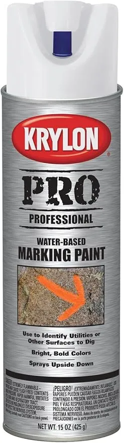 Krylon K07316007 APWA Brilliant White Water Based Marking Paint - 15 oz. Aerosol