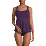 Lands' End Women's Long Flutter Tankini Top - Blackberry