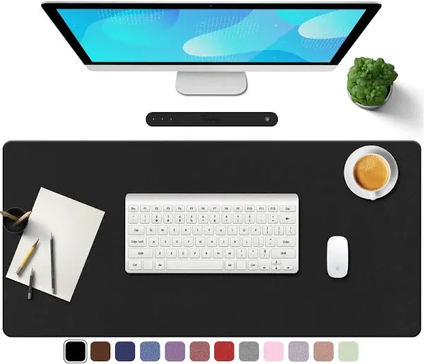 TOWWI PU Leather Desk Pad with Suede Base Non-Slip Pad 36” x 17” Waterproof D...