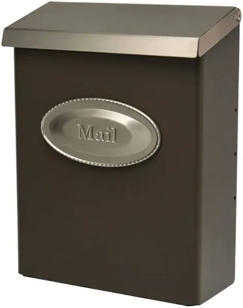 Gibraltar Mailbox Medium, Vertical, Wall Mount, Locking, Bronze w/Satin Nickel