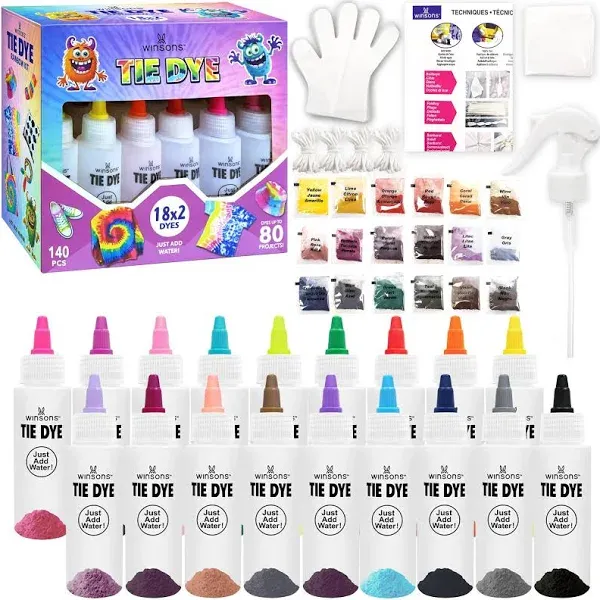 Tie Dye Kit, Tie Dye Set for Kids, 12 Vibrant Colors Pre-Filled Tye Dye Bottles, Non Toxic Permanent Fabric Dye Art Set, Easy DIY Fabric Art - Create Fun