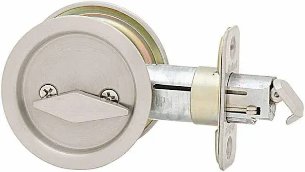 Kwikset 335-26D Round Privacy Pocket Door Lock Satin Chrome Finish