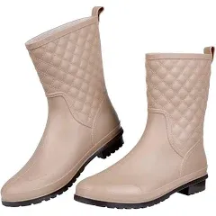 Women's Mid Calf Rain Boots Waterproof Lightweight Garden Shoes