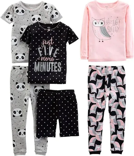 Simple Joys by Carter's Girls' 6-Piece Snug Fit Cotton Pajama Set