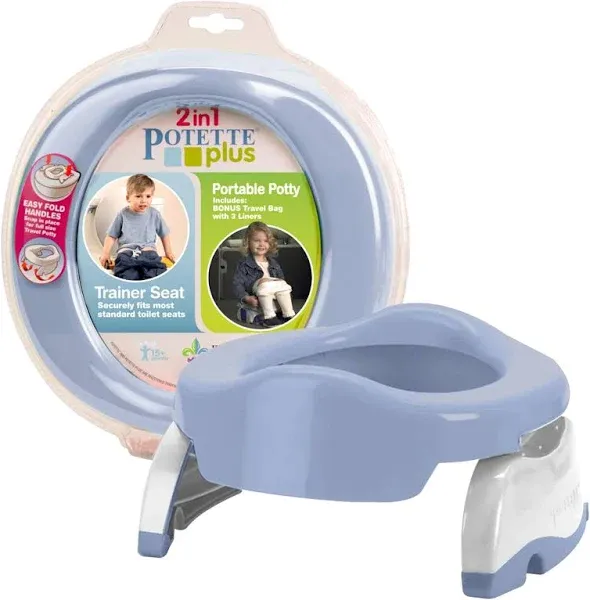 Kalencom Potette Plus 2-in-1 Travel Potty and Trainer Seat - Dual-Purpose Potty Training Toilet Seat - Portable Potty for Toddler Travel - With Durable, Lock-In Legs and Splash Guard - Pastel Pink