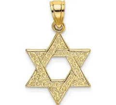 14K Yellow Gold Star of David Pendant