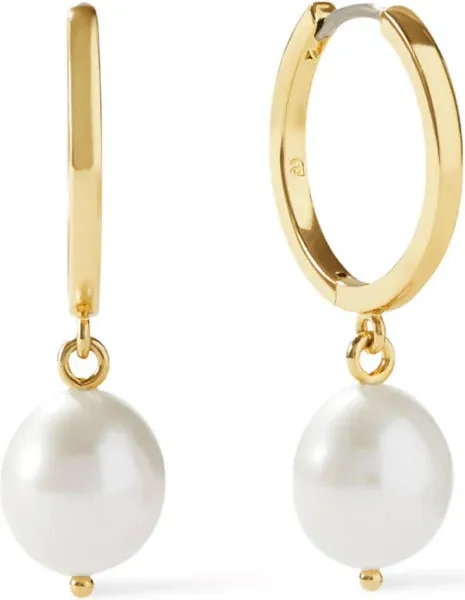 Ana Luisa Pearl Hoops - Medium Frida - Gold, Gold, Pearl