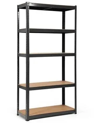 Costway Garage Storage Shelving Unit 36&#034; x 72&#034; x 16&#034; Steel/Wood 5-Tier Black