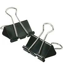 Binder Clips, Small, 3/4" Wide, 3/8" Capacity, Black, Box Of 12