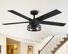 52" Prayag Industrial Downrod Mount Reversible Ceiling Fan with Lighti