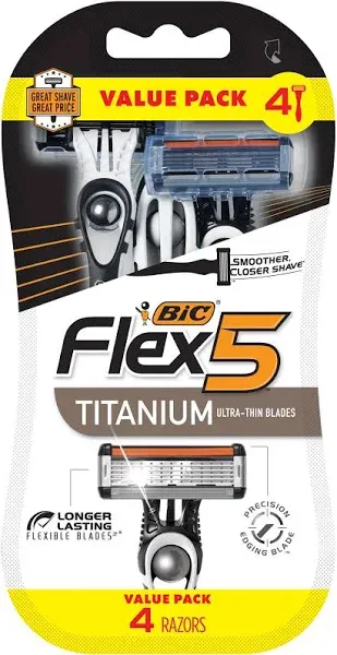 Bic Flex 5 Titanium-Coated Disposable Razor for Men