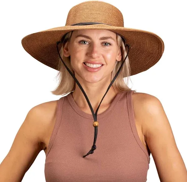 Sloggers Womens Braided Wide Brim Sun Hat, Dark Brown, Size: OS