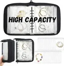 Bracelet Storage Organizer Travel Jewelry Organizer Transparent Jewelry Storage Book High Capacity for Earring, Necklace, Ring, With pvc Jewelry Pouches Zipper Bags