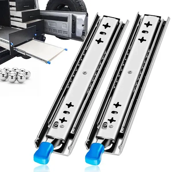 YENUO Heavy Duty Locking Drawer Slides Full Extension Runners With Lock 12 14 16 18 20 22 24 26 28 30 32 34 36 38 40 Inch Side Mount Ball Bearing Rails Track Glides 205 Lbs 1 Pair (30 Inch, With Lock)