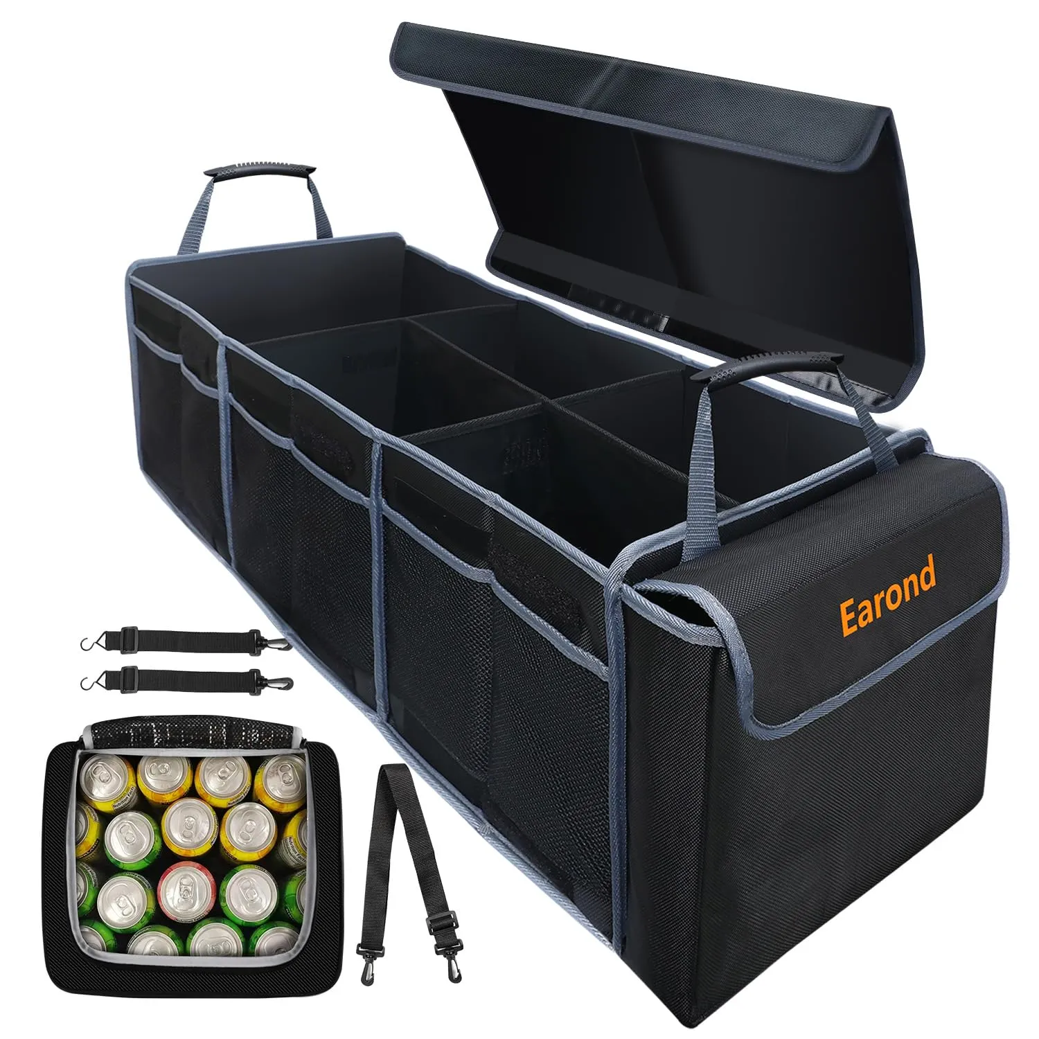 Collapsible Trunk Organizer with Insulated Leak Proof Cooler Bag 3 Co