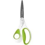 Westcott Carbo Titanium Bonded Scissors, 9" Long, Bent Handle, White-Green