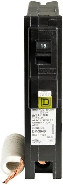 Square D HOM115PCAFIC Homeline Single Pole CAFCI Circuit Breaker