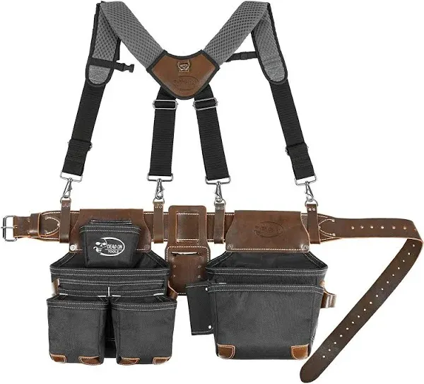 Dead On Tools® Black Leather Hybrid Tool Belt with Suspender