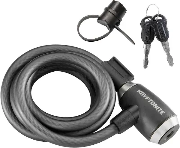 Kryptonite KryptoFlex Bike Lock Cable, 2FT/6FT/10FT Long 12mm Thick Heavy Duty Braided Steel Cable Anti-Theft Security Lock for Outdoor Equipment, Combination/Key Bike Lock