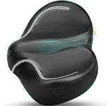 New Noseless Oversized Bike Seat, Extra Wide Comfort Pure Memory Foam Bicycle Seat Cushion, Compatible Saddle Replacement with Electric Bike, Exercise, Cruiser, Road Bike for Men & Women