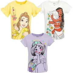 Kids Baby Disney Moana Jasmine Princess Belle 3 Pack Graphic T-Shirts