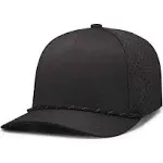 Pacific Headwear P424 Weekender Perforated Snapback Cap - Black/Black/White Os