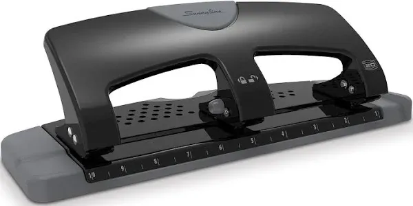 Swingline - 20-Sheet SmartTouch Three-Hole Punch, 9/32" Holes, Black/Gray