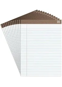 TRU Red Notepads 8.5" x 11.75" Wide Ruled White 50 Sheets/Pad 12 Pads/