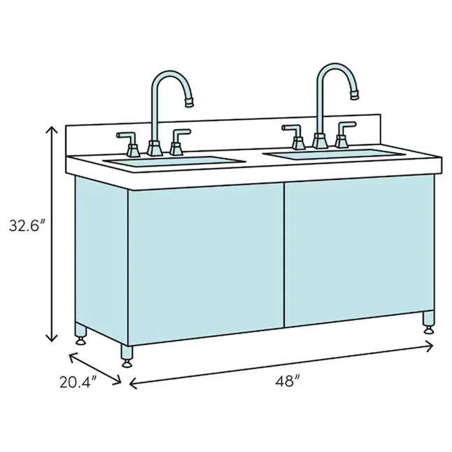 Oxford 48 in. Traditional Double Bath Vanity in Gray with Quartz Stone Vanity Top in White with White Basins