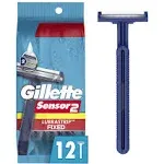 12 Gillette Sensor2 Lubristrip Fixed Head Disposable Razors + 5 Oz Barbasol