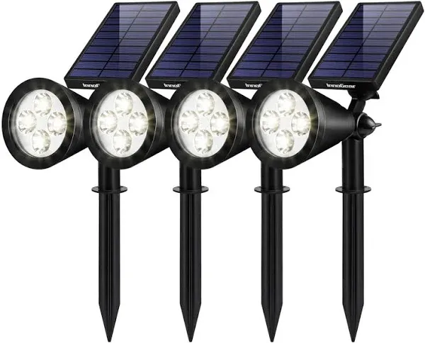 Solar Garden Lights, Waterproof Outdoor Pathway Spotlights, Warm White, 4 Pack