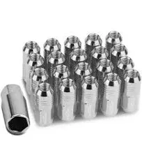 DNA Motoring LN-ZTL-9020-125-SL 20-Piece M12 x 1.25 Aluminum Alloy Wheel Lug Nuts + Deep Drive Extension (Silver)