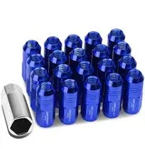 DNA MOTORING LN-ZTL-9020-15-BL 20Pcs Closed End Design M12 x 1.5 Aluminum Alloy Wheel Lug Nuts + Deep Drive Extension Adapter, 20mm OD/50mm Height (Blue)