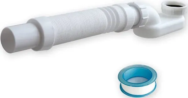 Bathtub Shower Drain Pipe, Low Profile Flat 1 1/2 P Trap Kit, Flexible Freestanding Tub Drain for Bath