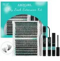 Lash Extension Kit 320Pcs,DIY Individual Lashes Clusters Kit,Lash Bond And Seal,Lash Remover For Eyelashes Extensions,Lash Applicator Tool For False Eyelash Cluster Kit At Home(40D,D-Mix9-16mm Kit)