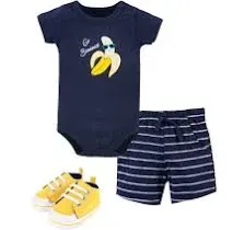 Hudson Baby Cotton Bodysuit, Shorts and Shoe Set