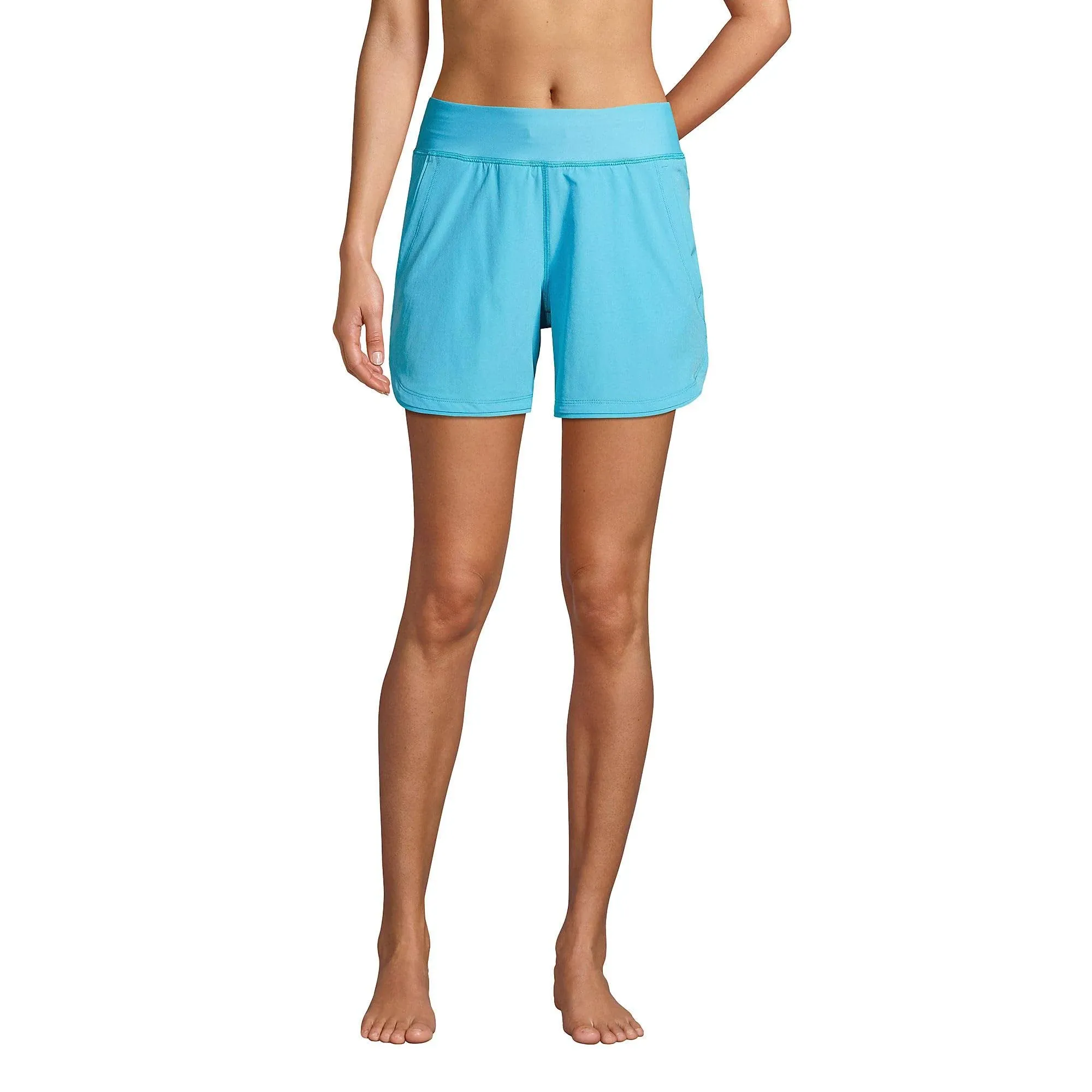 Lands' End Women's Curvy Fit 5" Quick Dry Swim Shorts with Panty