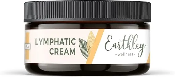 Earthley Wellness Lymphatic Cream, Soreness Relief, Ease Lymphatic Congestion, Paraben and Phthalate Free, Helps Promote Gut Health, Improve Overall Wellness (8oz.)